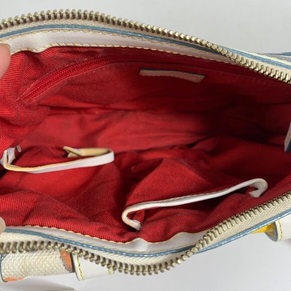 HTF Vintage DOONEY BOURKE Double Pocket Front Graffiti Shoulder Bag + Charm - Picture 10 of 16